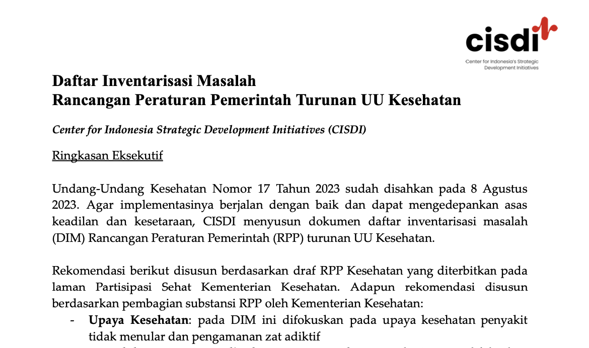 Factsheet RPP Turunan UU Kesehatan: Kader Kesehatan, Pengendalian Penyakit Tidak Menular, Pengendalian Tembakau