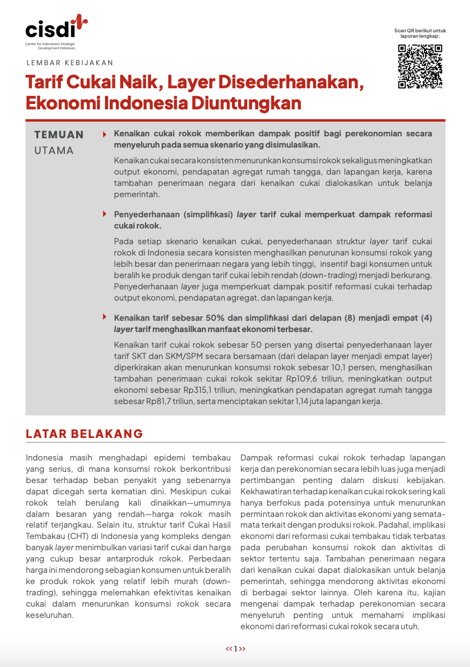 The Macroeconomic Impacts of Tobacco Taxation in Indonesia: 2025 Update